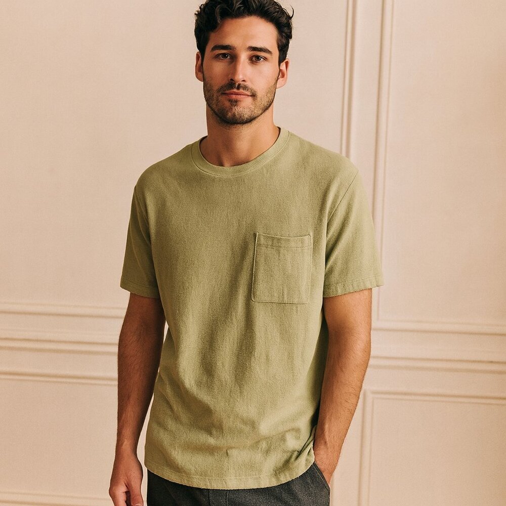 No Nationality NNo7 Olive Men’s Tee NWT Short Sleeve Waffle Knit